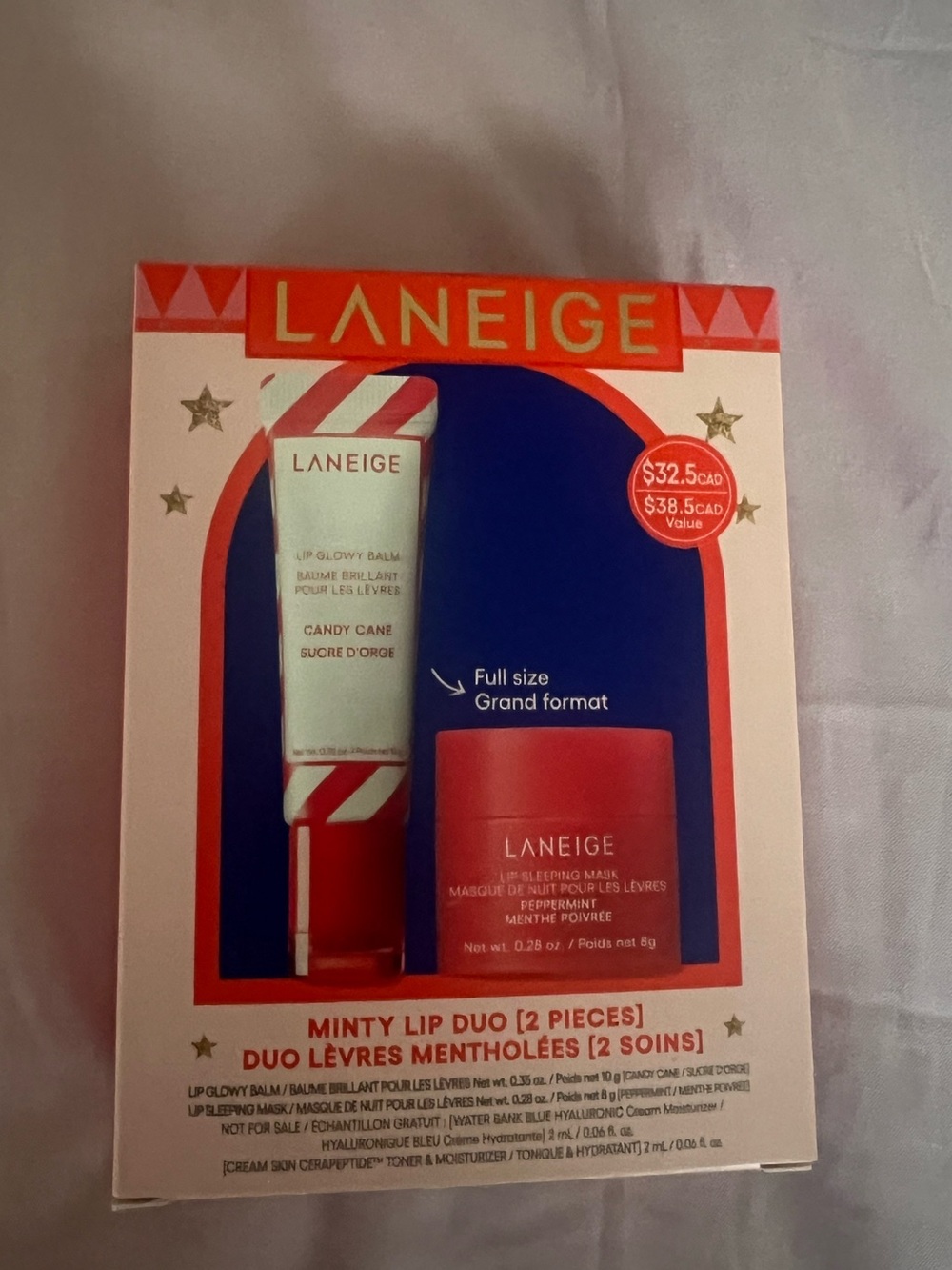 NIB Laneige Minty Lip Duo - Lip Glowy Balm and Lip Sleeping Mask